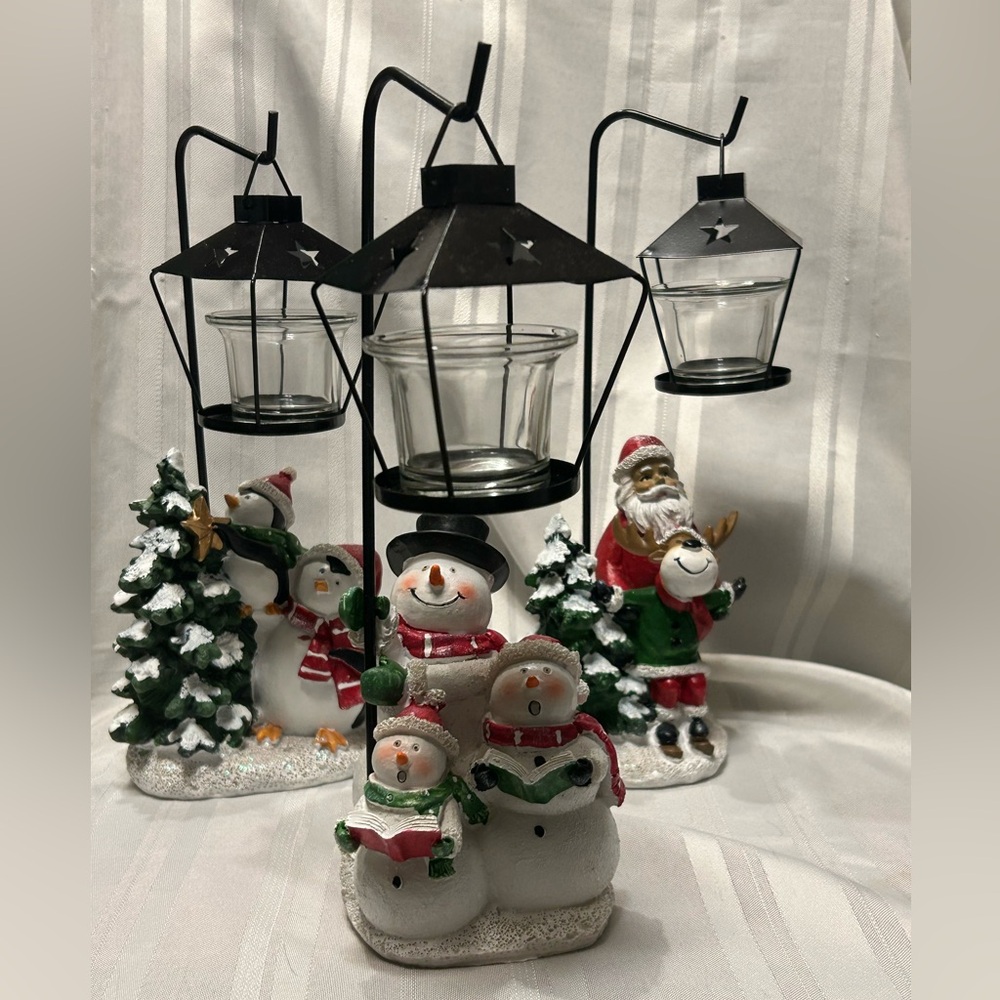 Festive Snowman, Santa & Penquin Candle Holder (LC)
